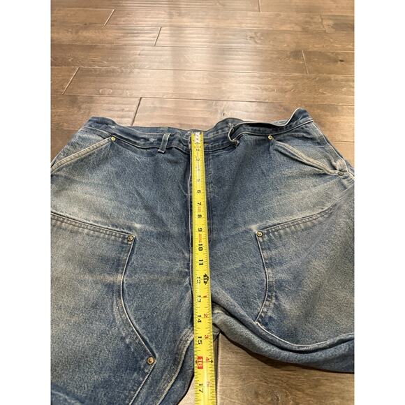 Vintage Carhartt Mens Blue Carpenter Double Knee Denim Jeans Size 42x32 B07 DNM - Picture 8 of 14